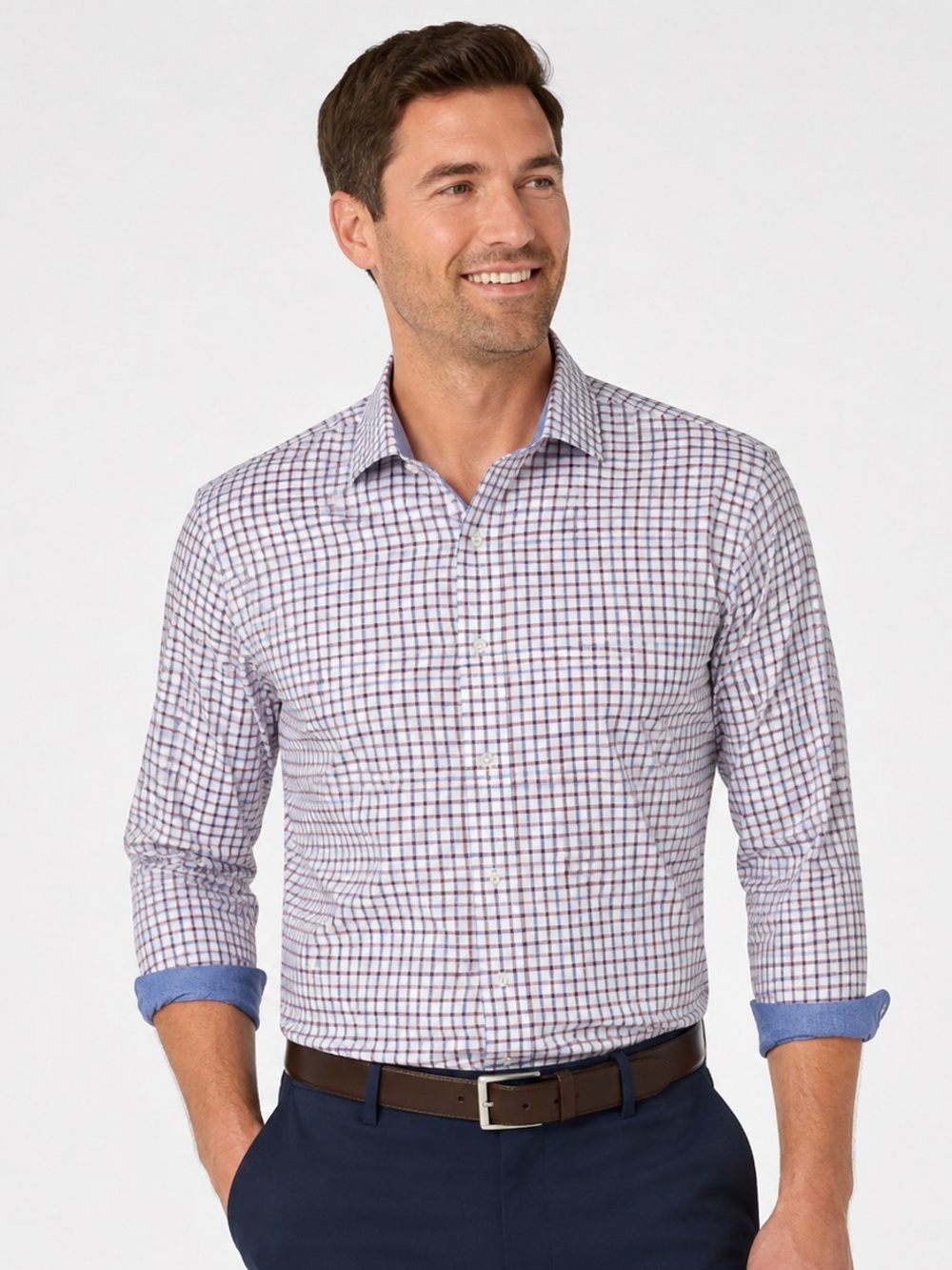 Ryan Seacrest Slim Fit Stretch Non-Iron Dress Shirt 16.5 34/35